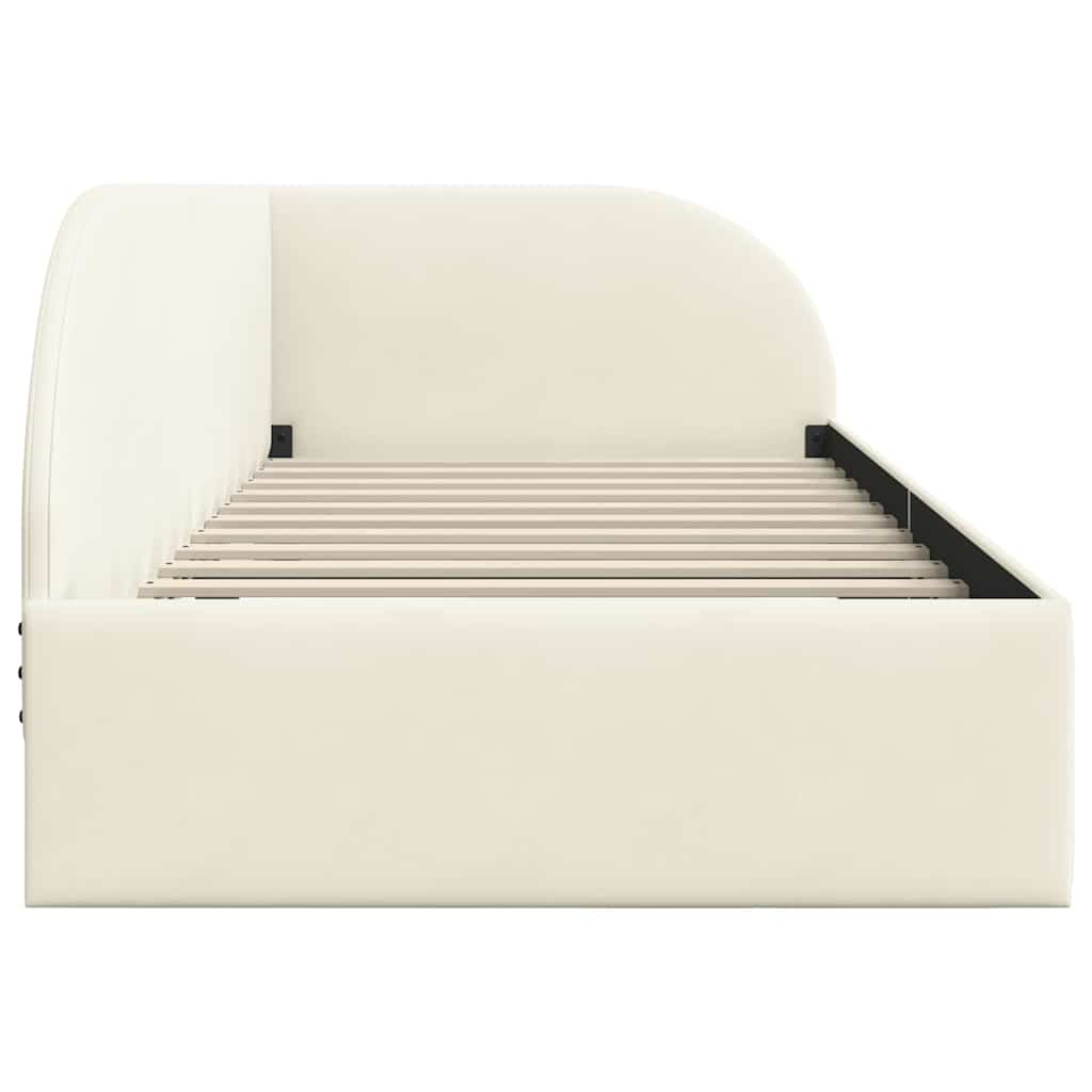 Cadre de lit d'angle Crème 90 cm x 190 cm tissu - XIOS