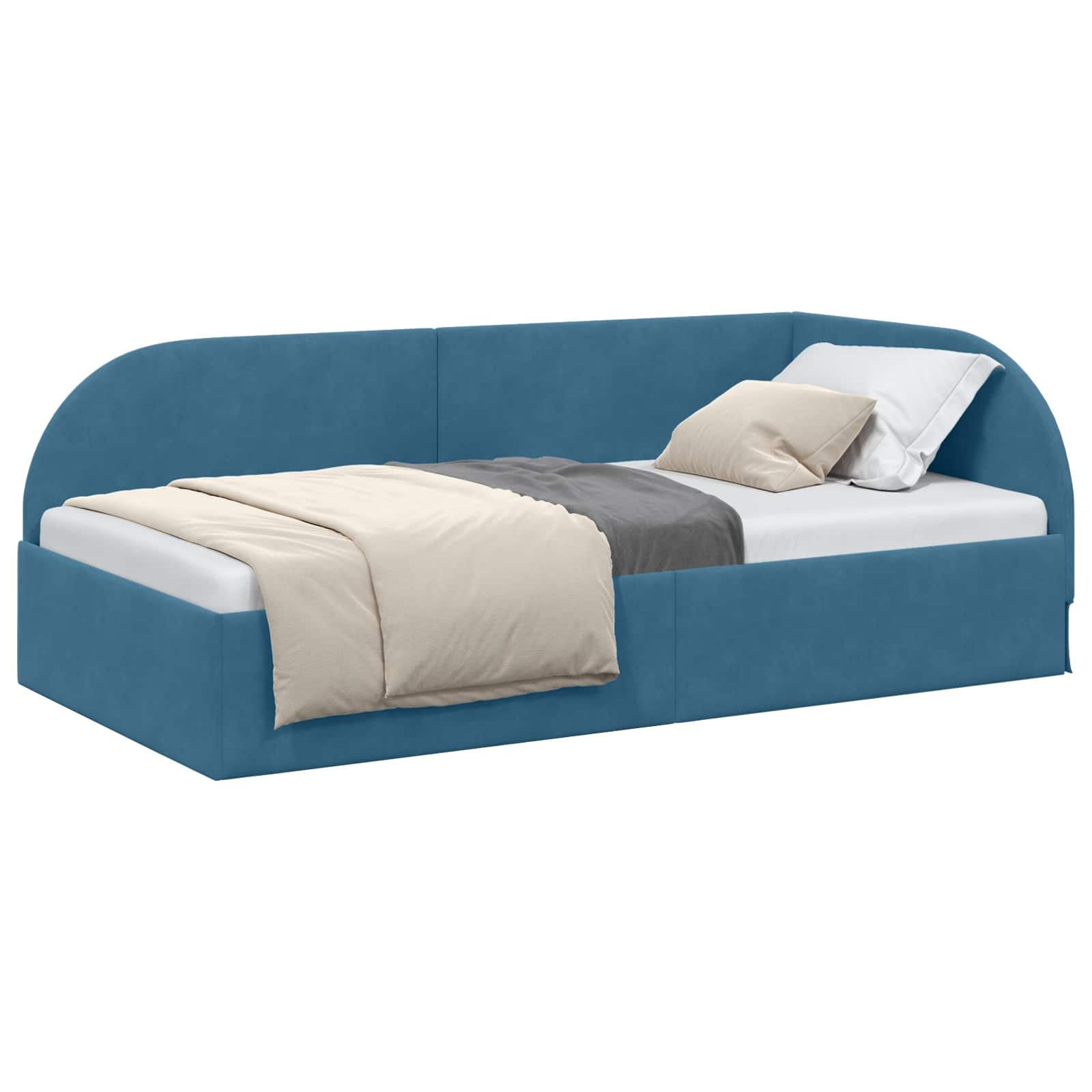 Cadre de lit d'angle Bleu 90 cm x 200 cm Velours