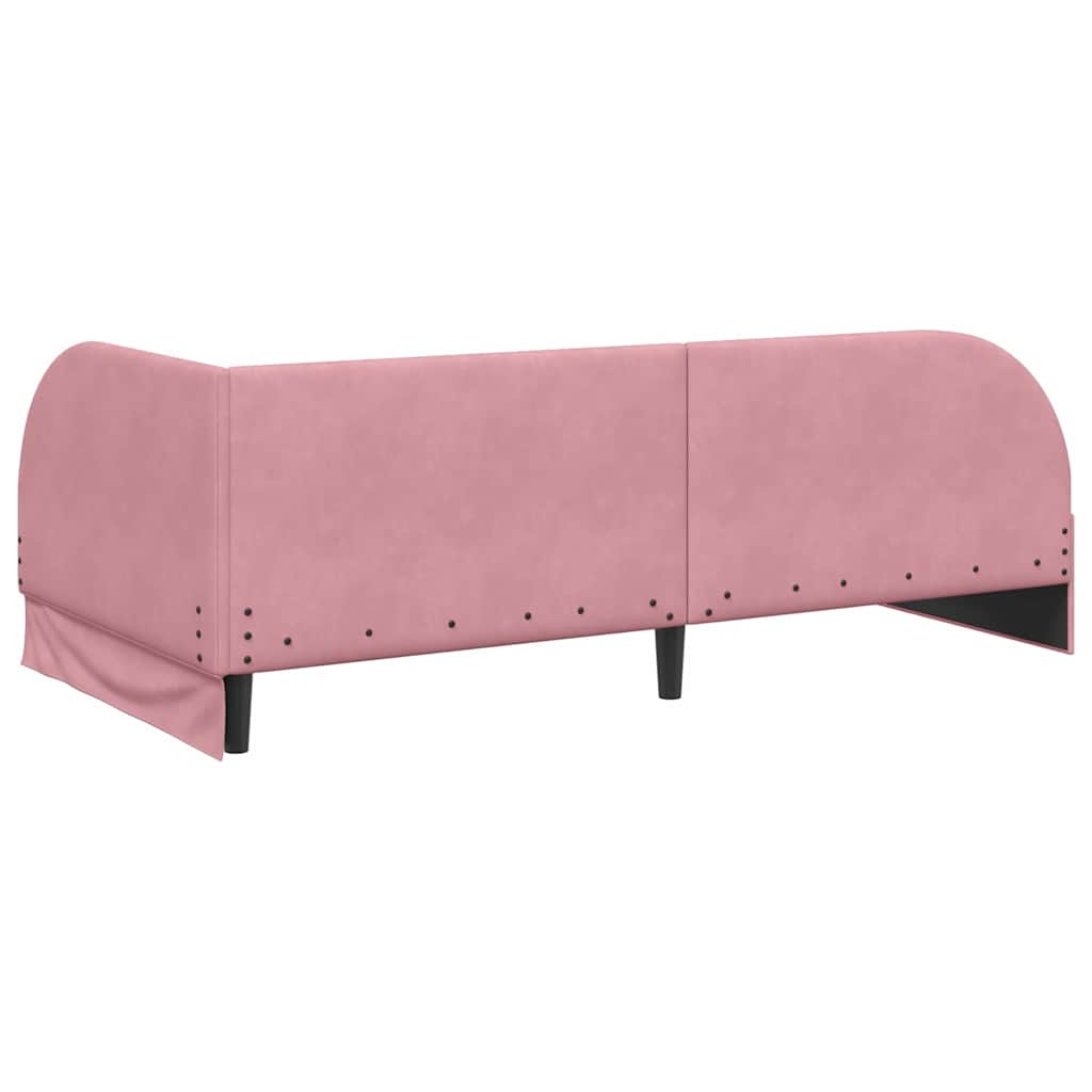 Cadre de lit d'angle Rose 90 cm x 200 cm Velours