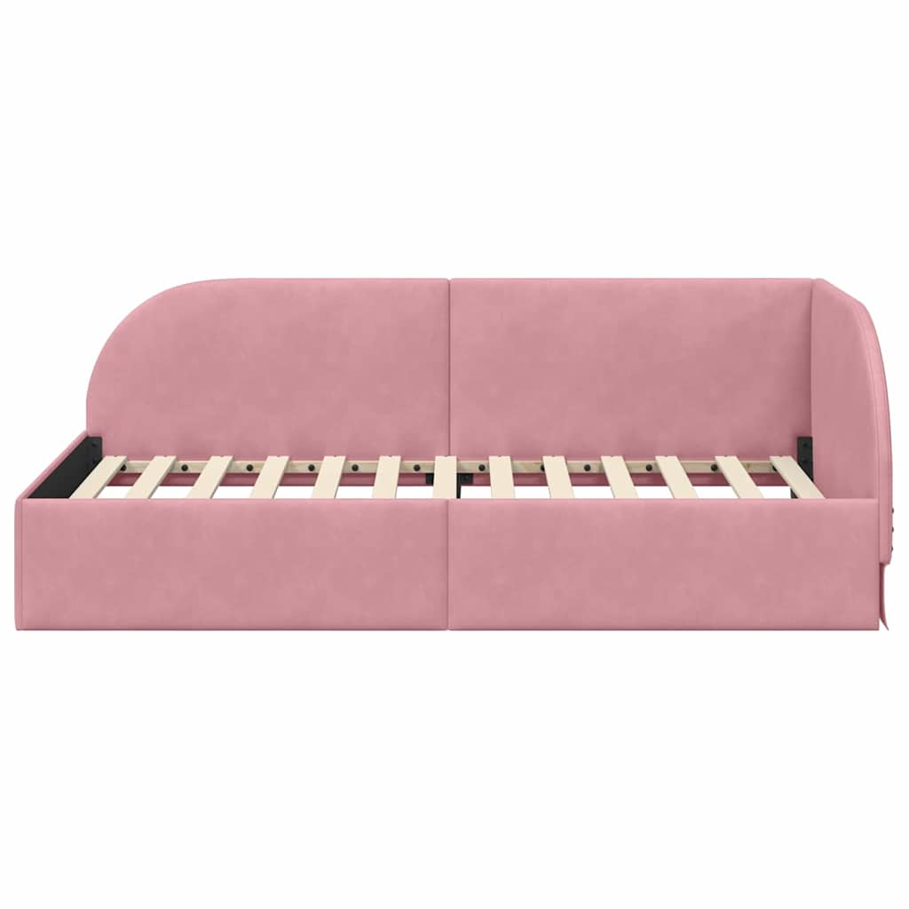 Cadre de lit d'angle Rose 90 cm x 200 cm Velours