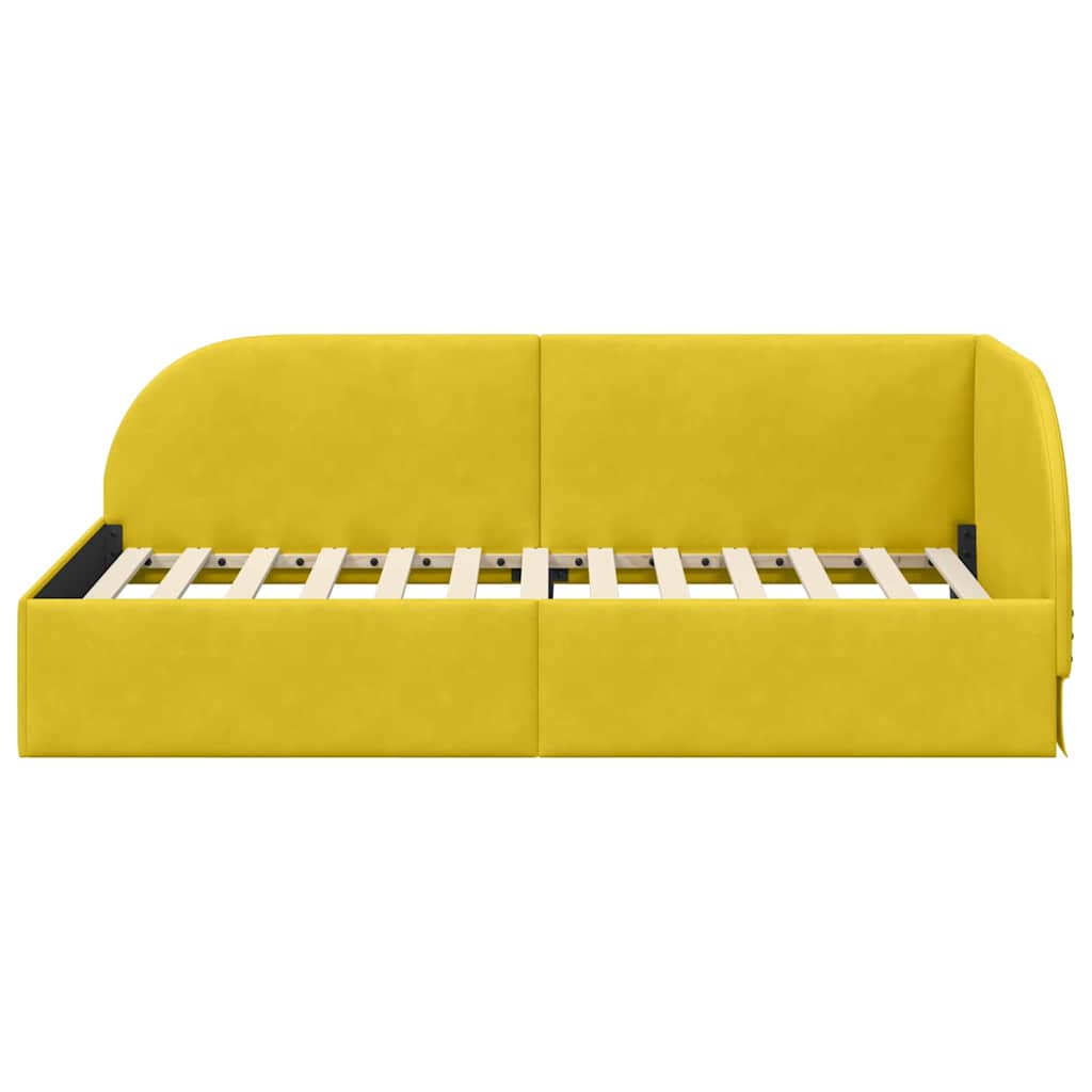 Cadre de lit d'angle avec tête de lit Jaune 90 x 200 cm Velours - XIOS