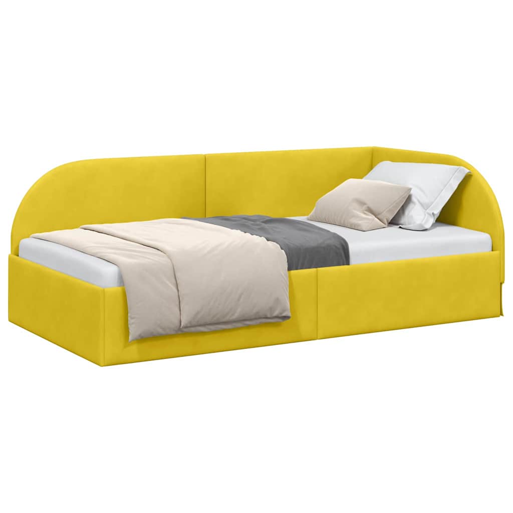 Cadre de lit d'angle avec tête de lit Jaune 90 x 200 cm Velours - XIOS