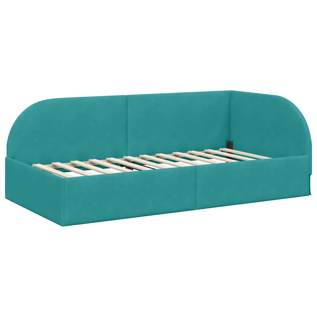 Cadre de lit d'angle Turquoise 90 cm x 200 cm tissu - XIOS