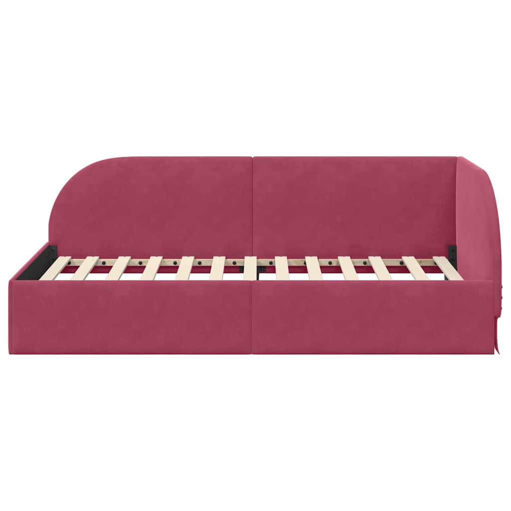 Cadre de lit d'angle Rouge bordeaux 100 x 200 cm Velours - XIOS