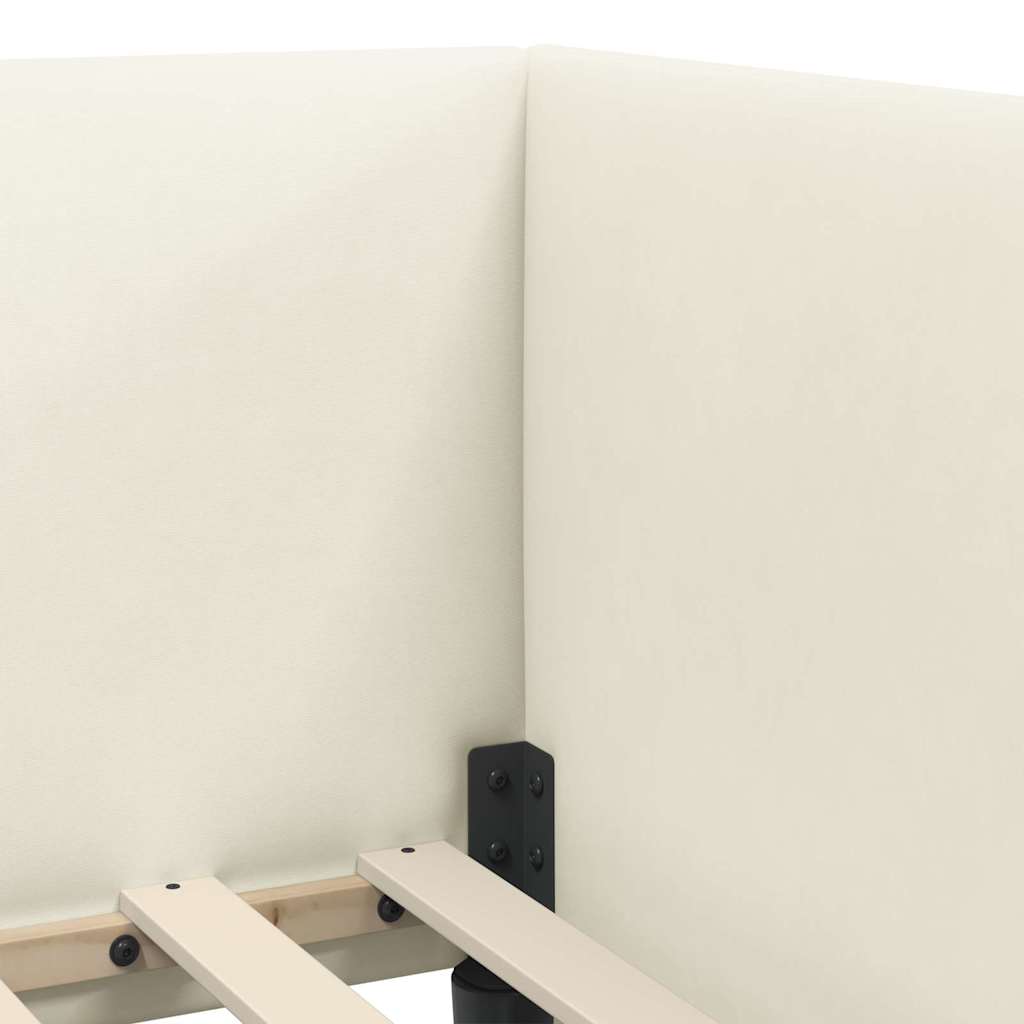 Cadre de lit d'angle Crème 100 cm x 200 cm Velours - XIOS