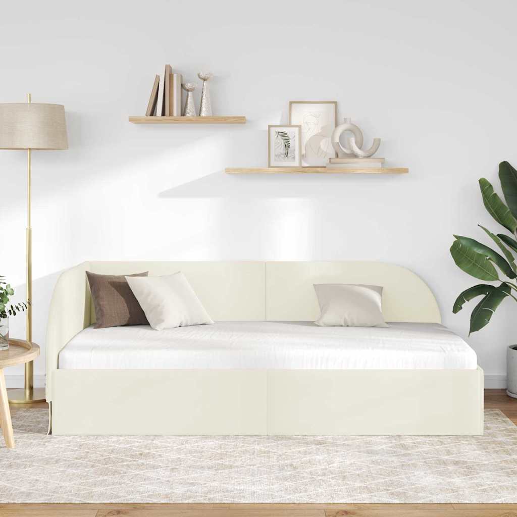 Cadre de lit d'angle Crème 100 cm x 200 cm Velours - XIOS