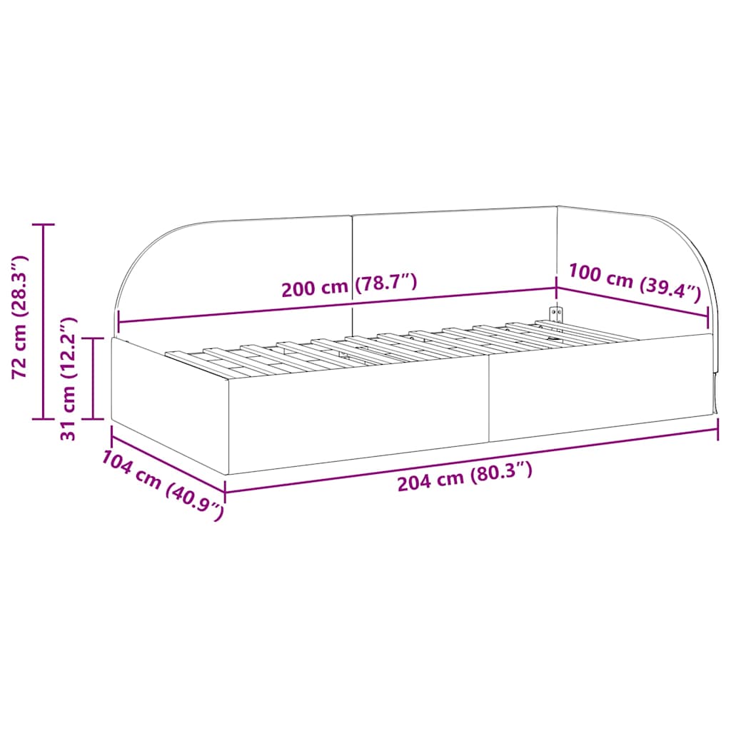 Cadre de lit d'angle Crème 100 cm x 200 cm Velours - XIOS