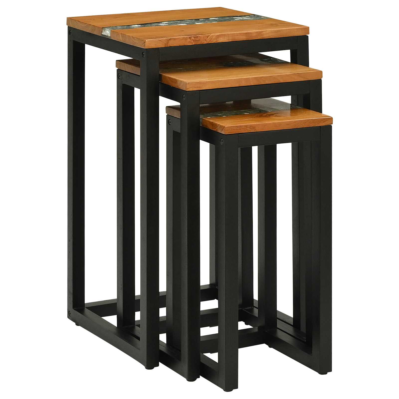 Table gigogne 3 pcs Marron Bois de teck massif - XIOS