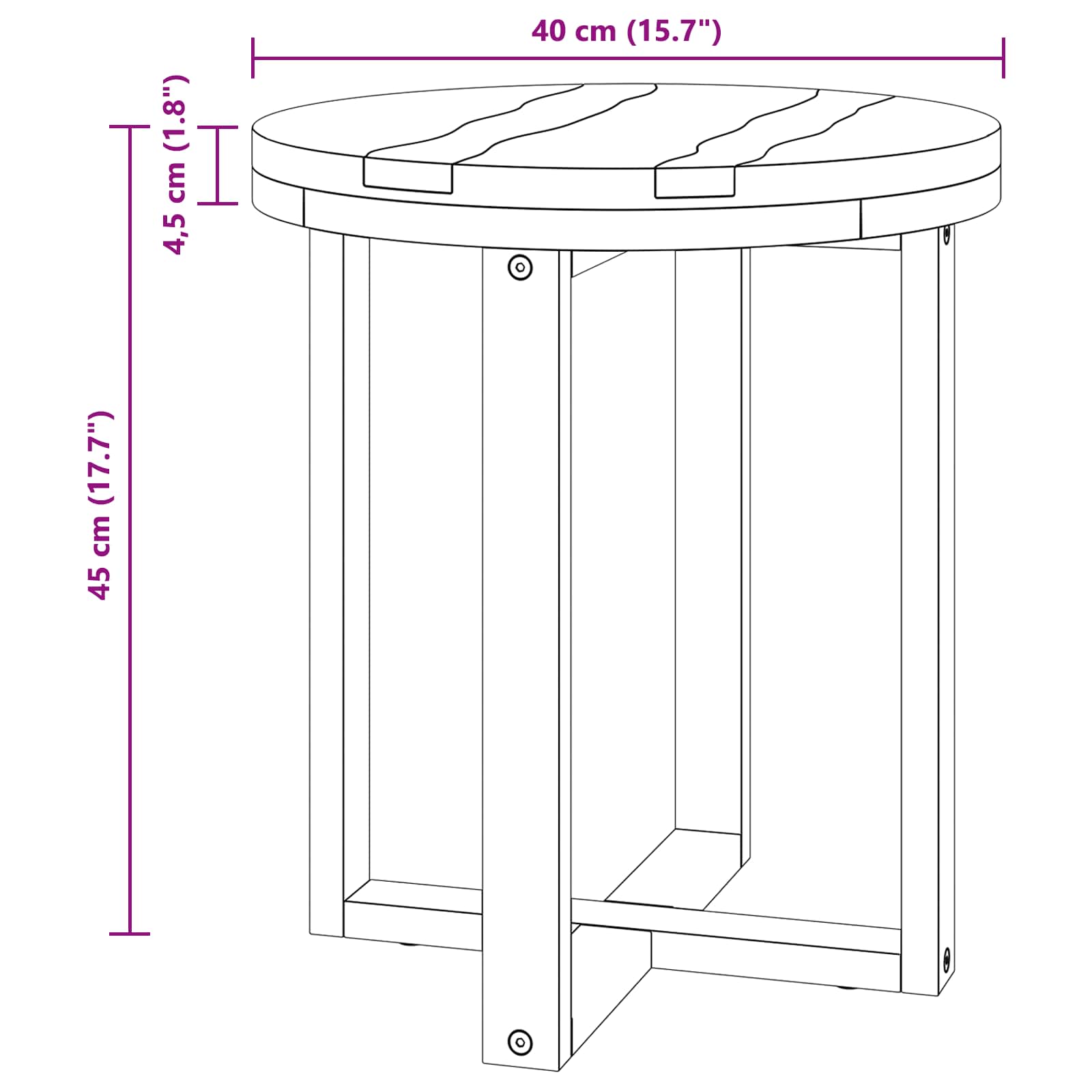Table basse Marron 40 x 40 x 45 cm Bois de teck massif - XIOS