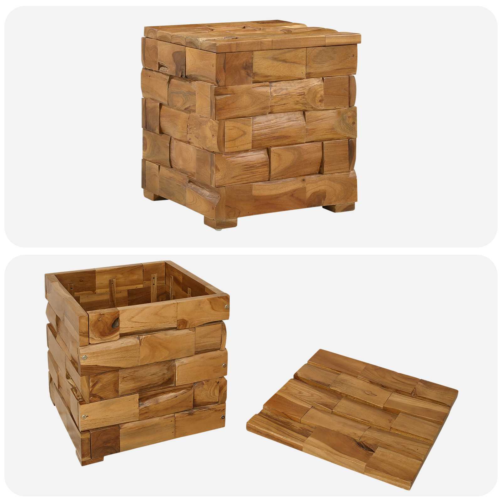 Tabouret de Rangement avec stockage Marron 40,5 x 39,5 x 45 cm - XIOS