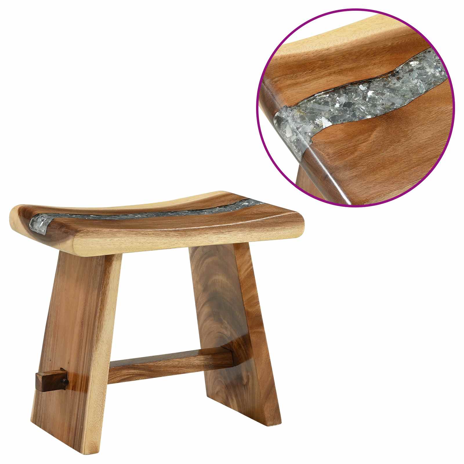 Tabouret de salle de bain Naturel 50 x 30 x 45 cm Bois naturel - XIOS
