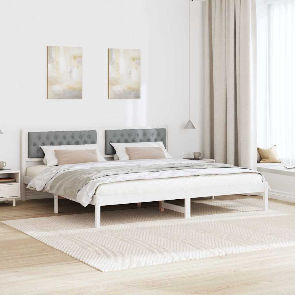 Cadre de lit avec tête de lit Gris clair 200 x 200 cm tissu - XIOS
