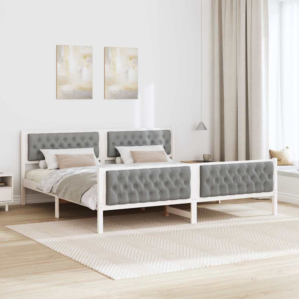 Cadre de lit avec tête de lit Gris clair 200 x 200 cm tissu - XIOS