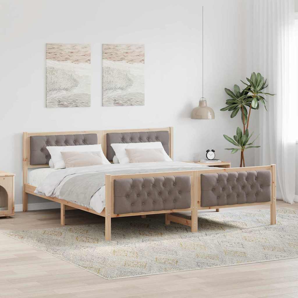 Cadre de lit avec tête de lit Taupe 180 x 200 cm tissu - XIOS