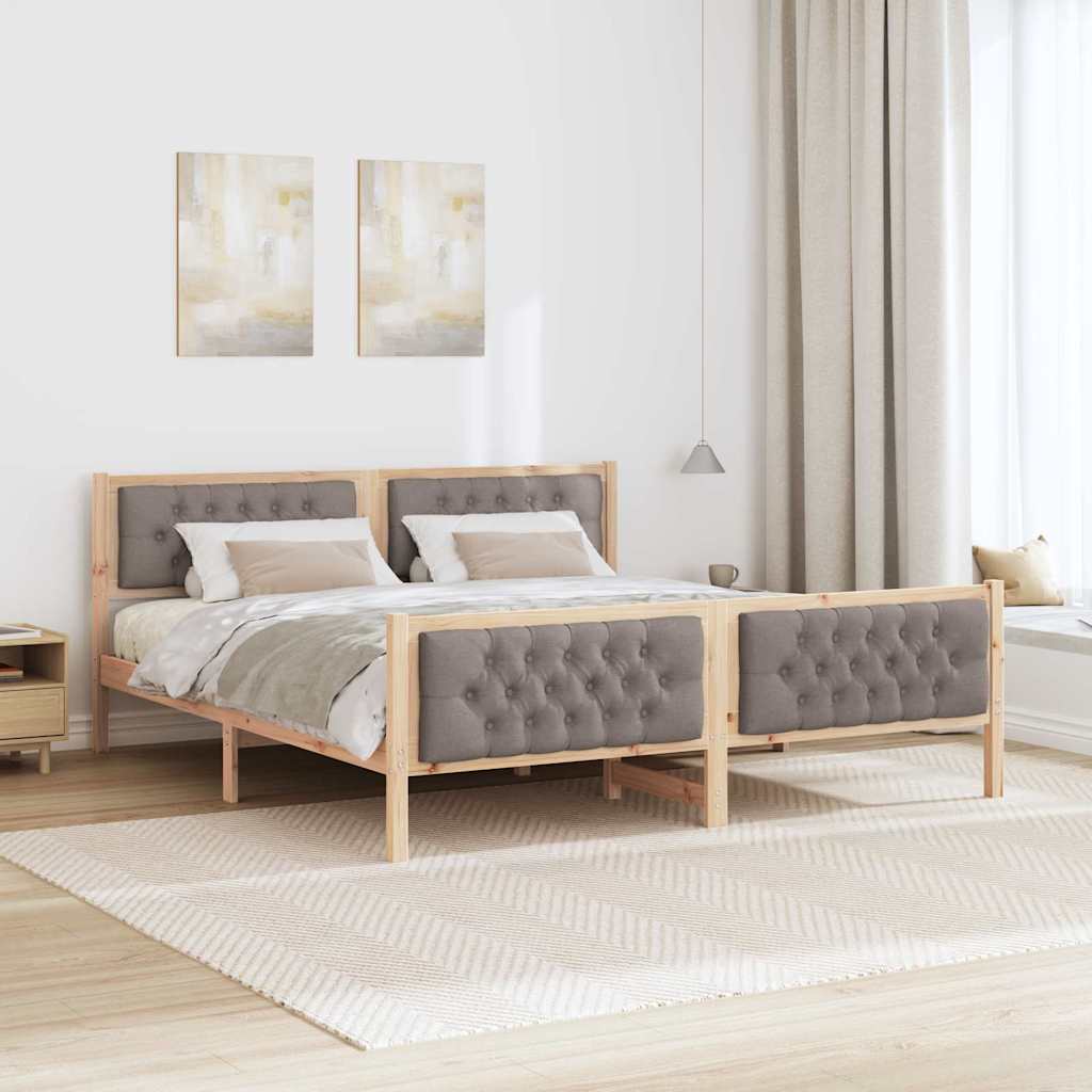 Cadre de lit avec tête de lit Taupe 180 x 200 cm tissu - XIOS