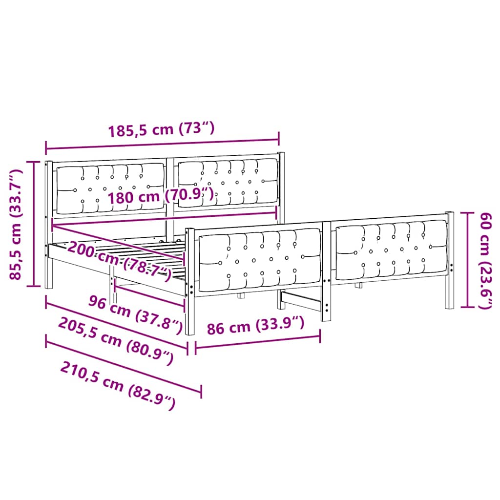 Cadre de lit avec tête de lit Taupe 180 x 200 cm tissu - XIOS