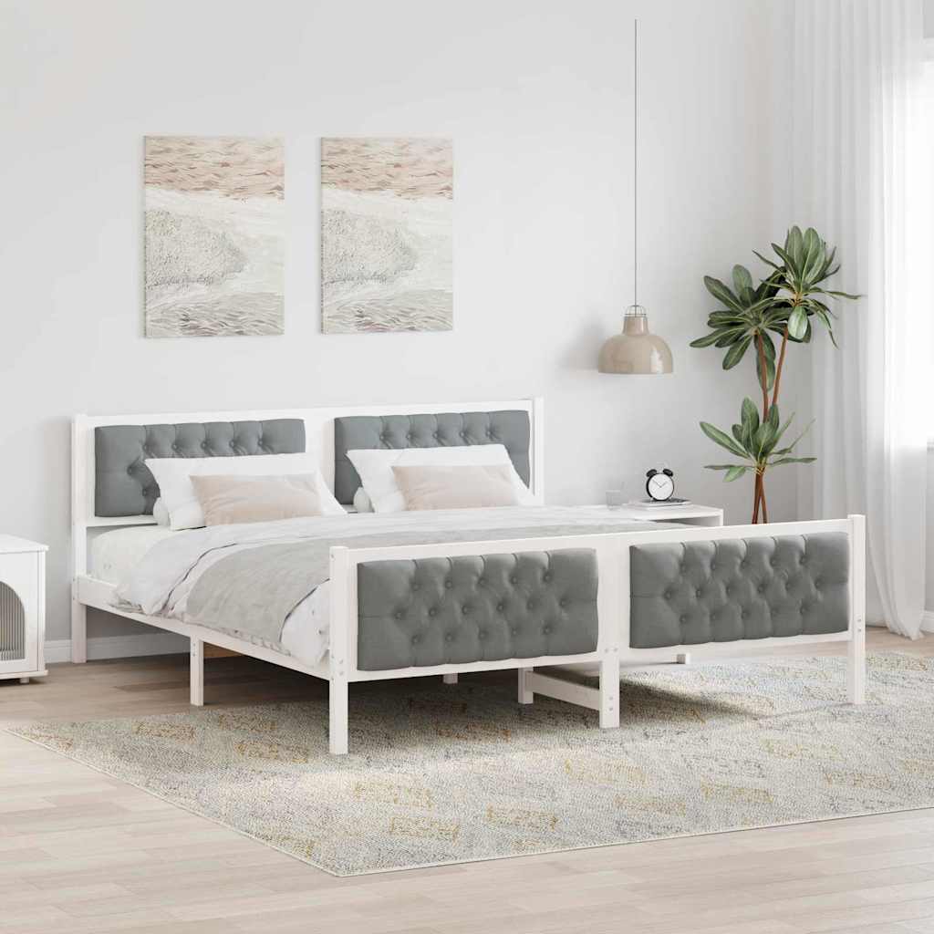 Cadre de lit avec tête de lit Gris clair 160 x 200 cm tissu - XIOS