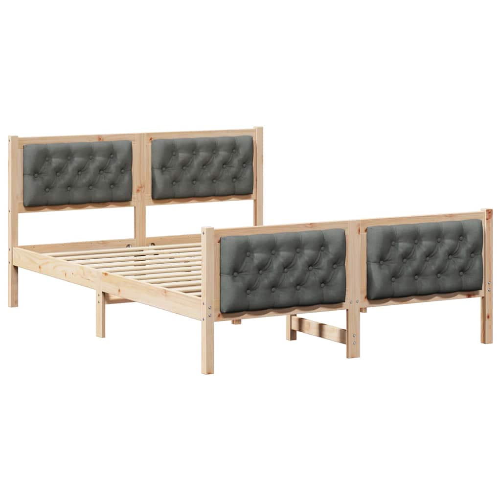 Cadre de lit avec tête de lit Gris foncé 140 x 190 cm tissu - XIOS
