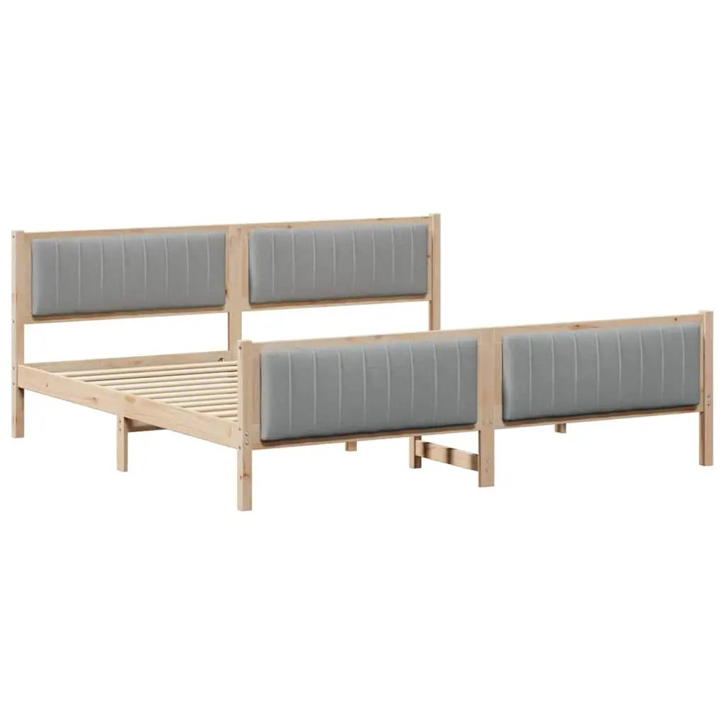 Cadre de lit avec tête de lit Marron et gris clair 200 x 200 cm - XIOS