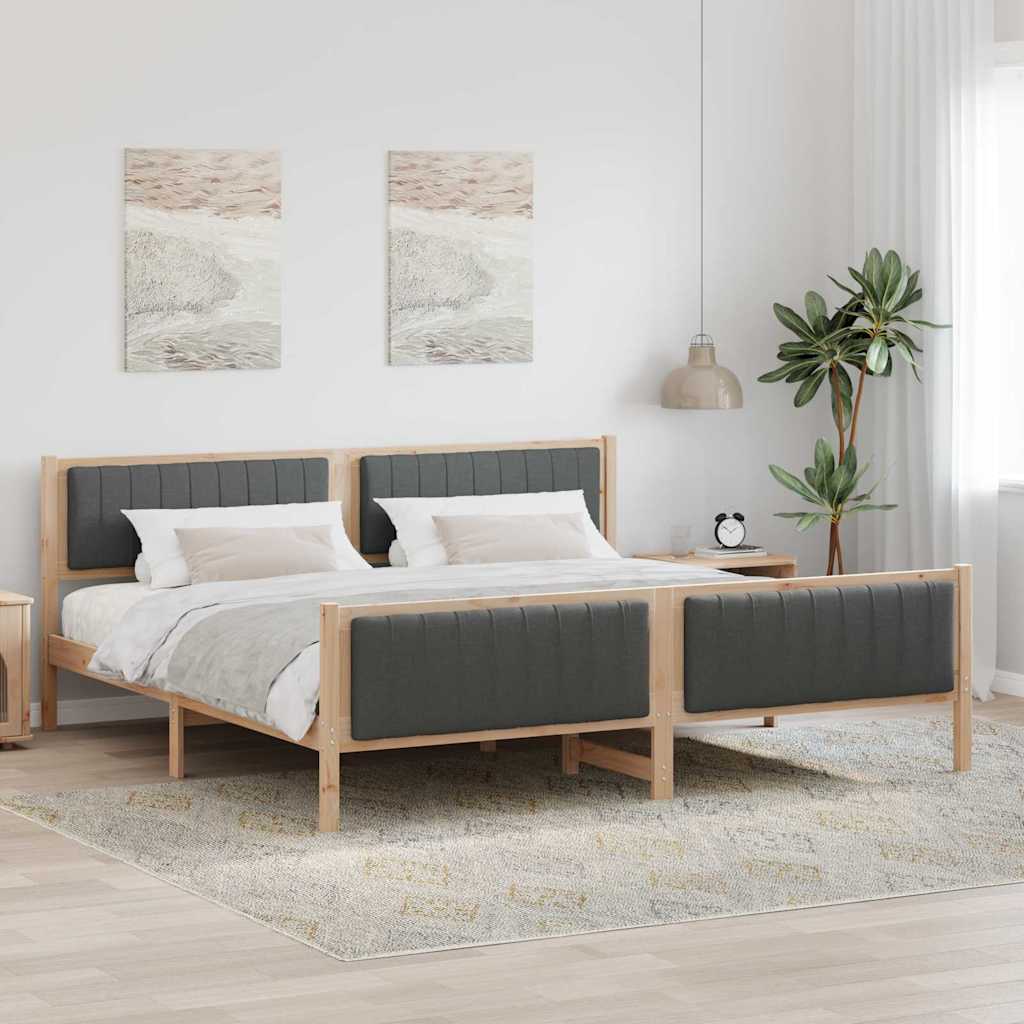 Cadre de lit avec tête de lit marron et gris foncé 200 x 200 cm - XIOS