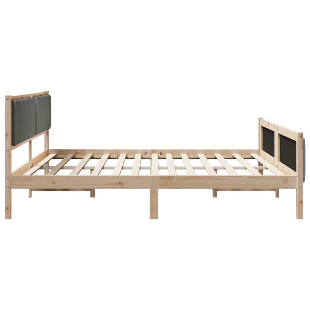 Cadre de lit avec tête de lit marron et gris foncé 200 x 200 cm - XIOS