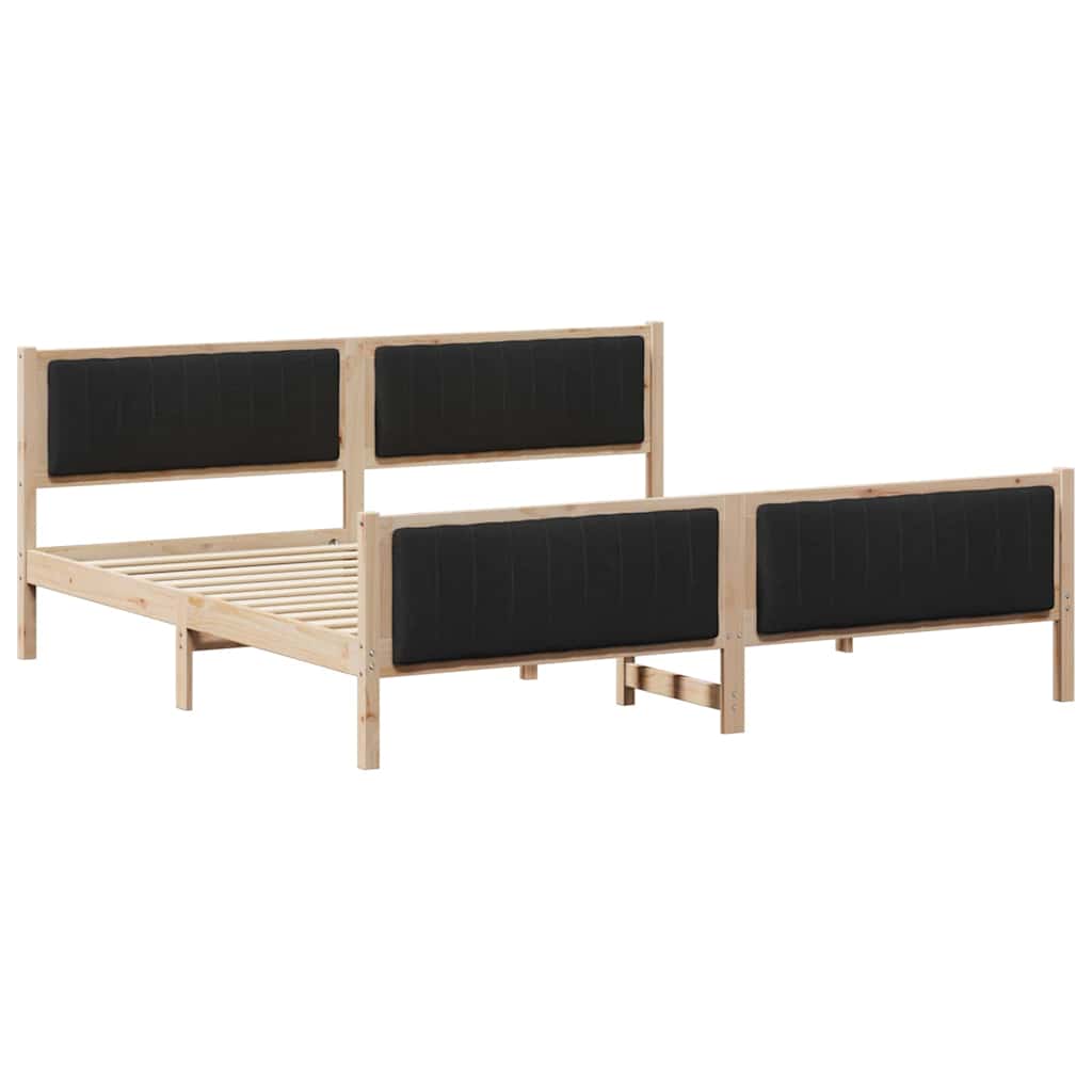 Cadre de lit Marron et noir 200 x 200 cm Bois massif en pin - XIOS