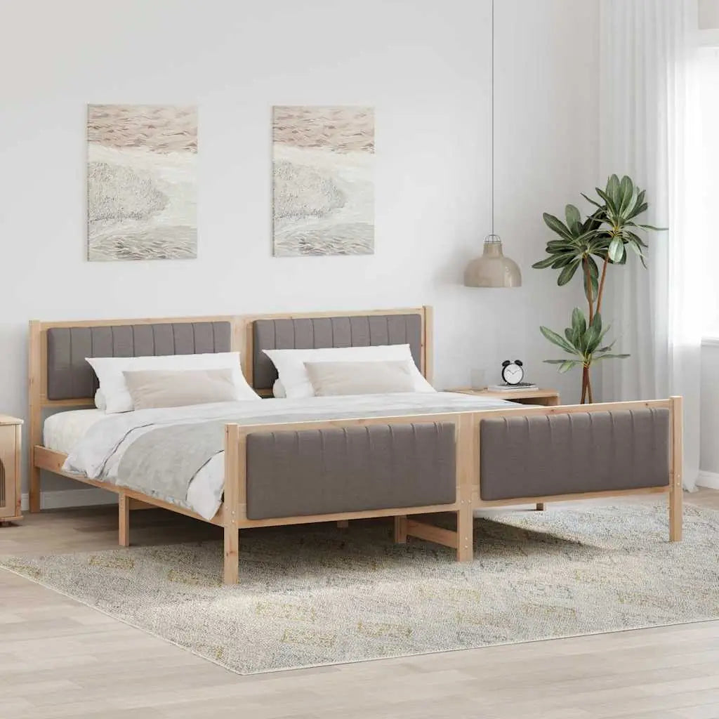 Cadre de lit Marron et taupe 200 x 200 cm Bois massif en pin - XIOS