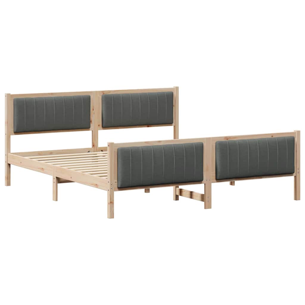 Cadre de lit avec tête de lit marron et gris foncé 180 x 200 cm - XIOS