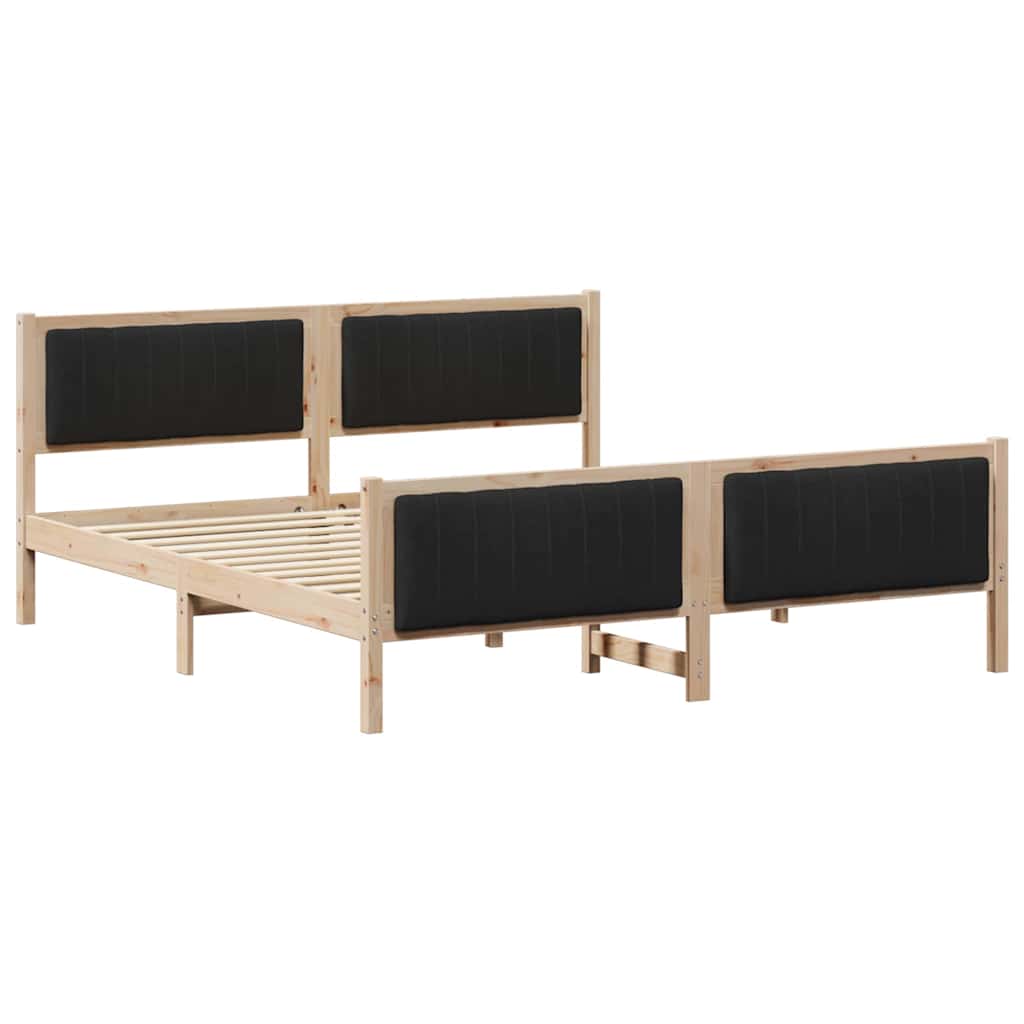 Cadre de lit Marron et noir 180 x 200 cm Bois massif en pin - XIOS