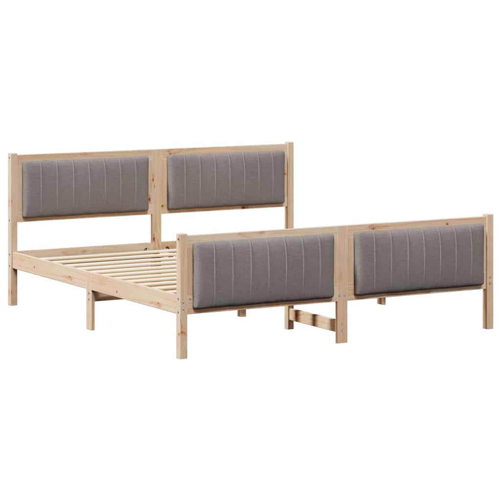 Cadre de lit Marron et taupe 180 x 200 cm Bois massif en pin - XIOS