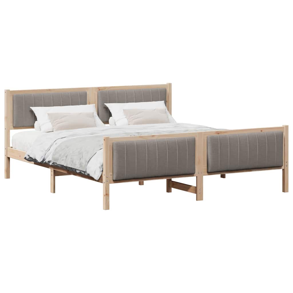 Cadre de lit Marron et taupe 180 x 200 cm Bois massif en pin - XIOS