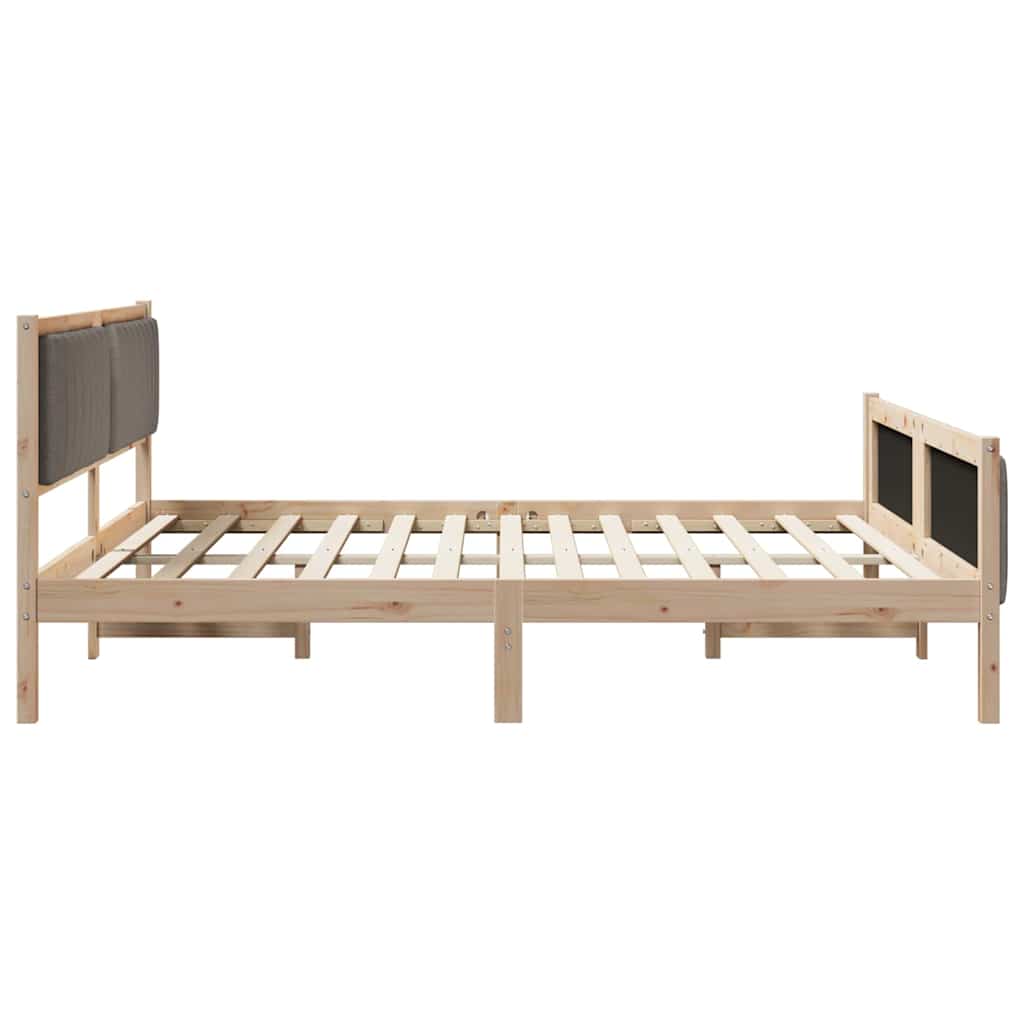 Cadre de lit Marron et taupe 180 x 200 cm Bois massif en pin - XIOS