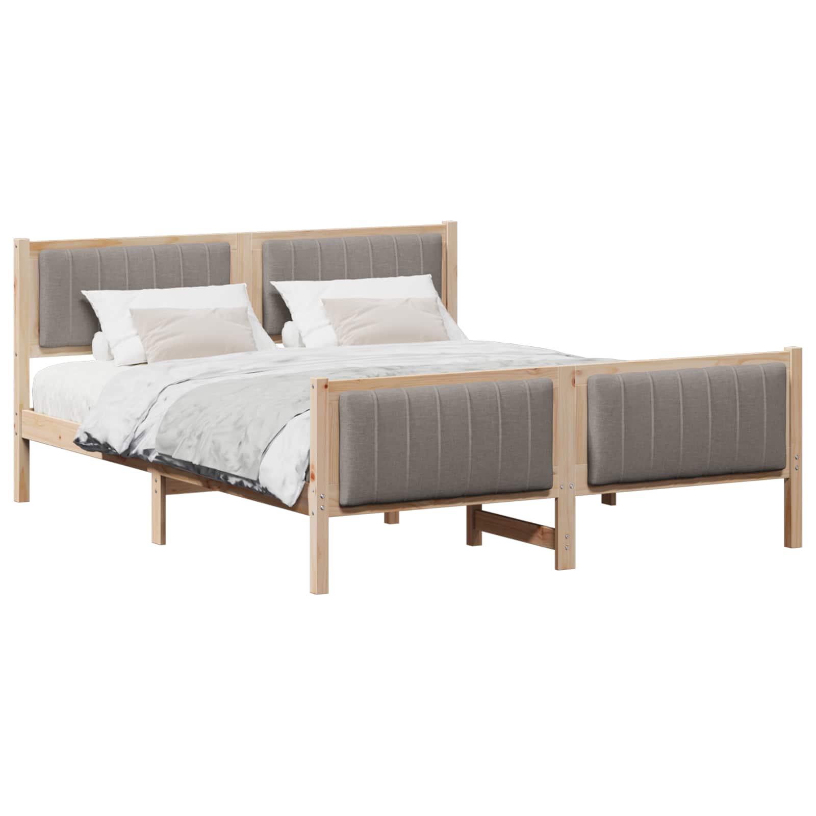 Cadre de lit Marron et taupe 160 x 200 cm Bois massif en pin - XIOS