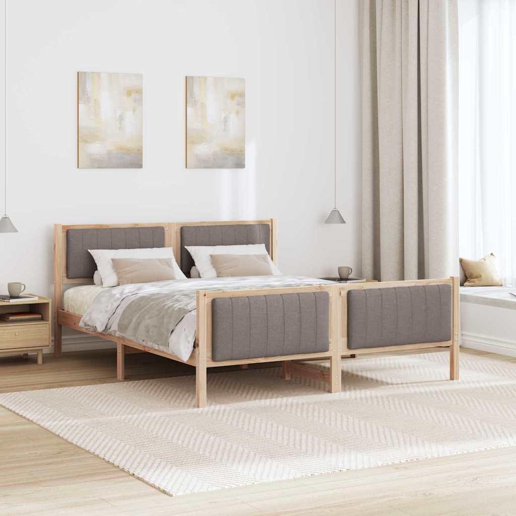 Cadre de lit Marron et taupe 150 x 200 cm Bois massif en pin - XIOS