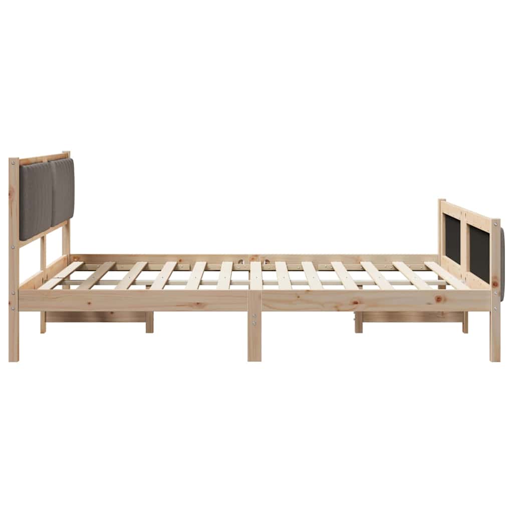 Cadre de lit Marron et taupe 150 x 200 cm Bois massif en pin - XIOS
