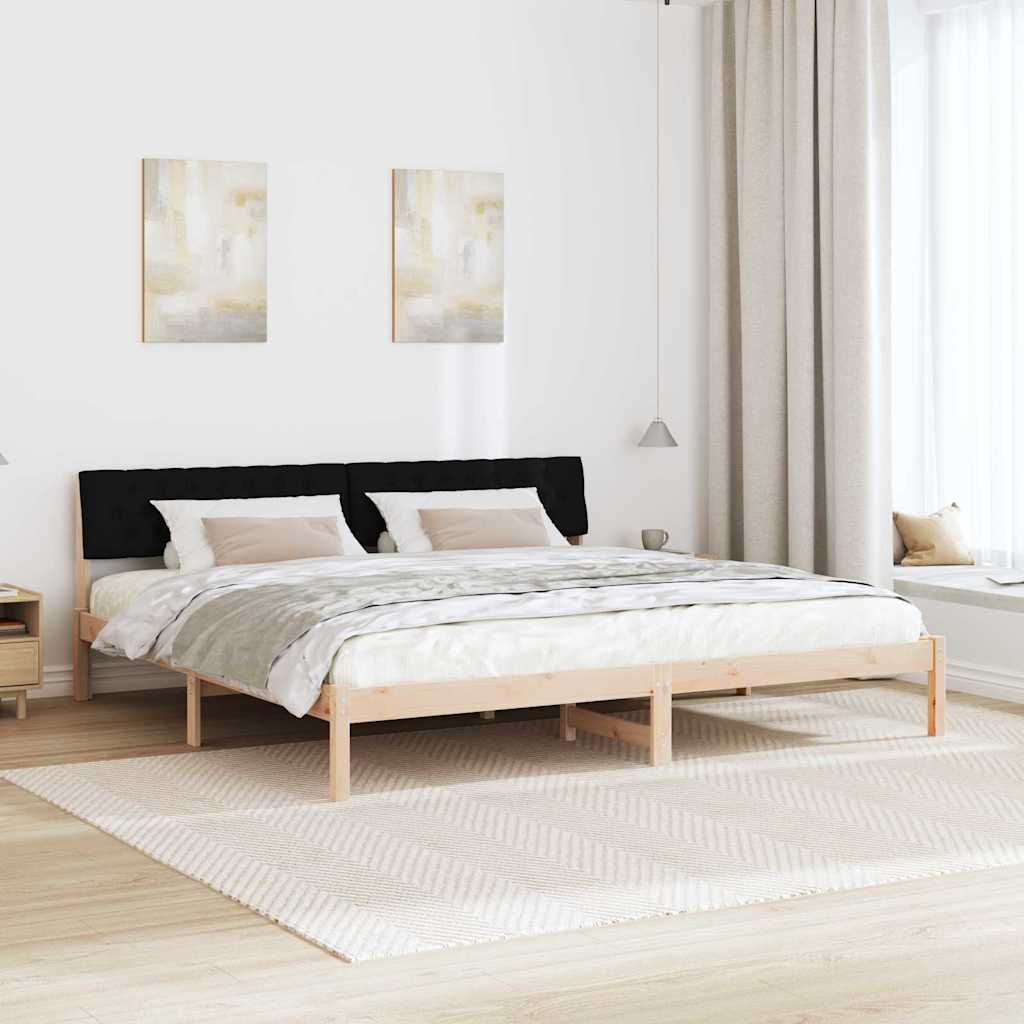 Cadre de lit Marron et noir 200 x 200 cm Bois massif en pin - XIOS