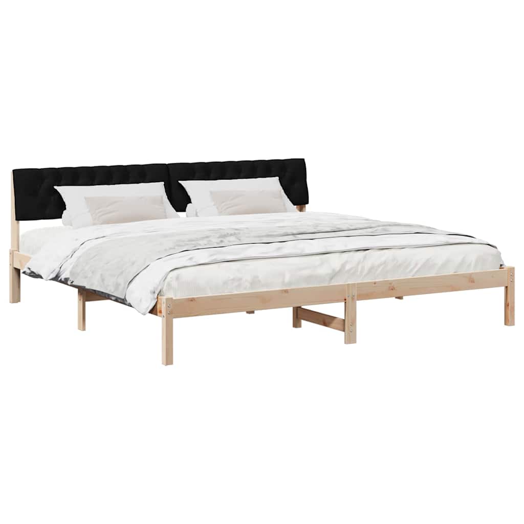 Cadre de lit Marron et noir 200 x 200 cm Bois massif en pin - XIOS