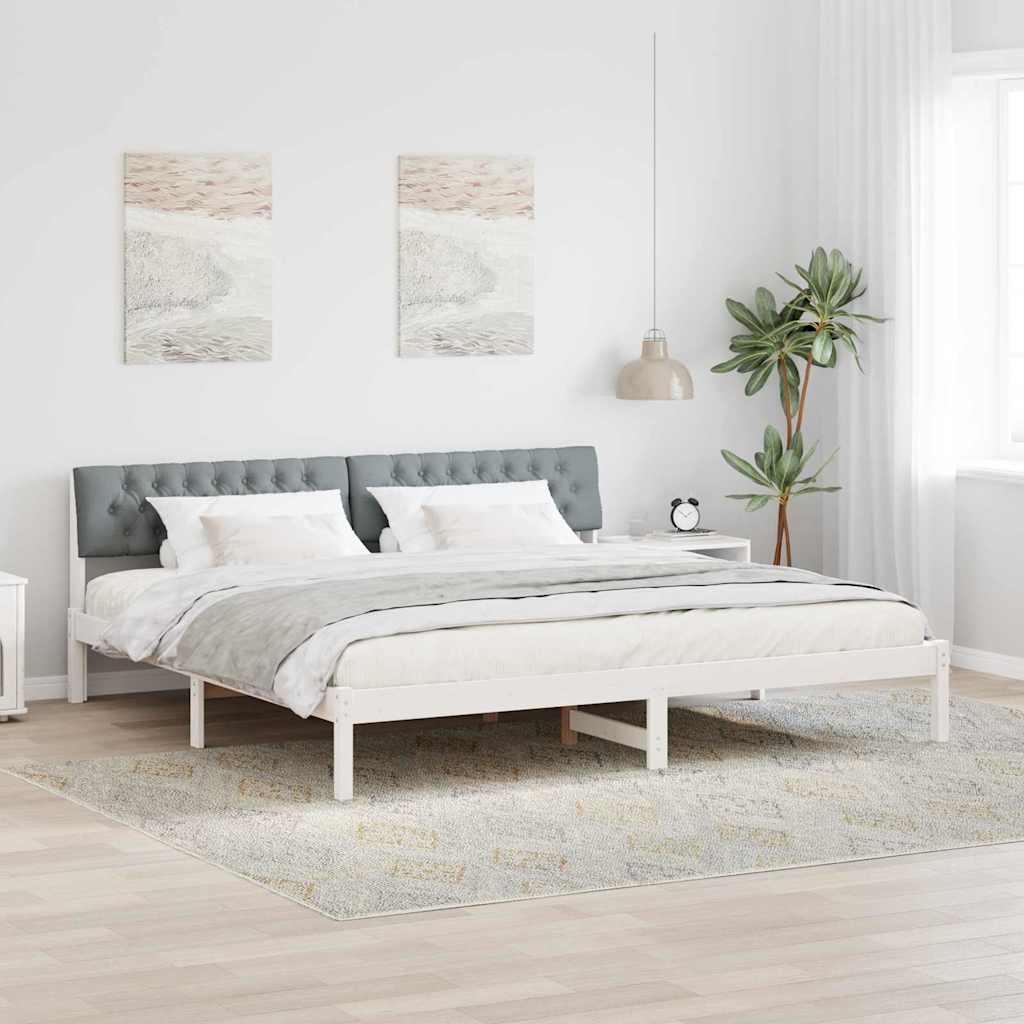 Cadre de lit avec tête de lit Blanc et gris clair 200 x 200 cm - XIOS