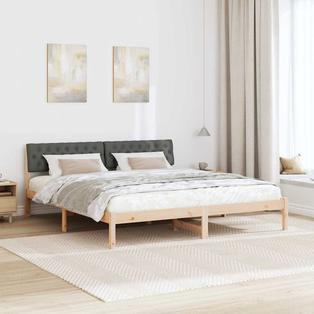 Cadre de lit avec tête de lit marron et gris foncé 180 x 200 cm - XIOS