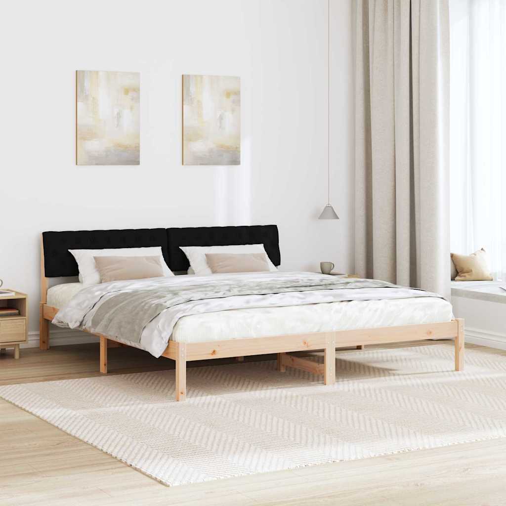 Cadre de lit Marron et noir 180 x 200 cm Bois massif en pin - XIOS