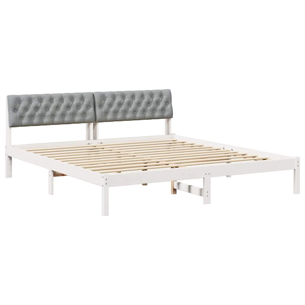 Cadre de lit avec tête de lit Blanc et gris clair 180 x 200 cm - XIOS
