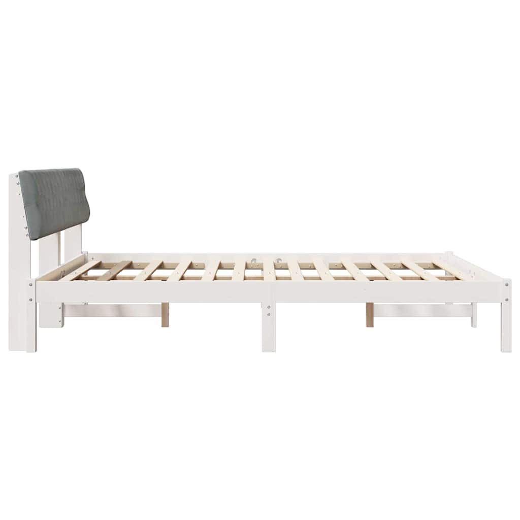Cadre de lit avec tête de lit Blanc et gris clair 180 x 200 cm - XIOS