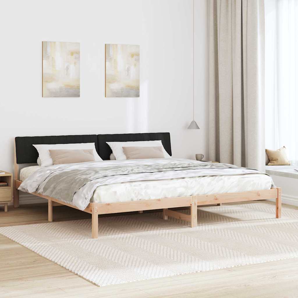 Cadre de lit Marron et noir 200 x 200 cm Bois massif en pin - XIOS