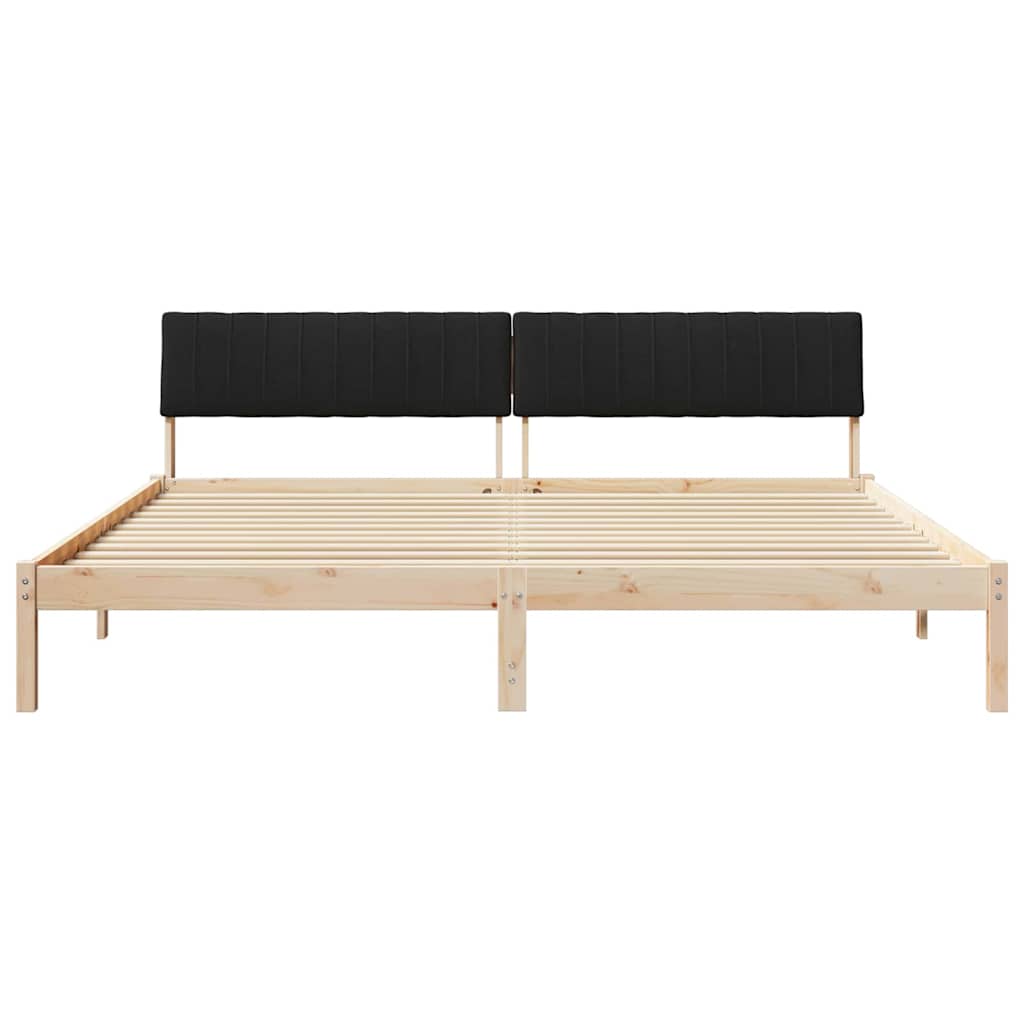 Cadre de lit Marron et noir 200 x 200 cm Bois massif en pin - XIOS