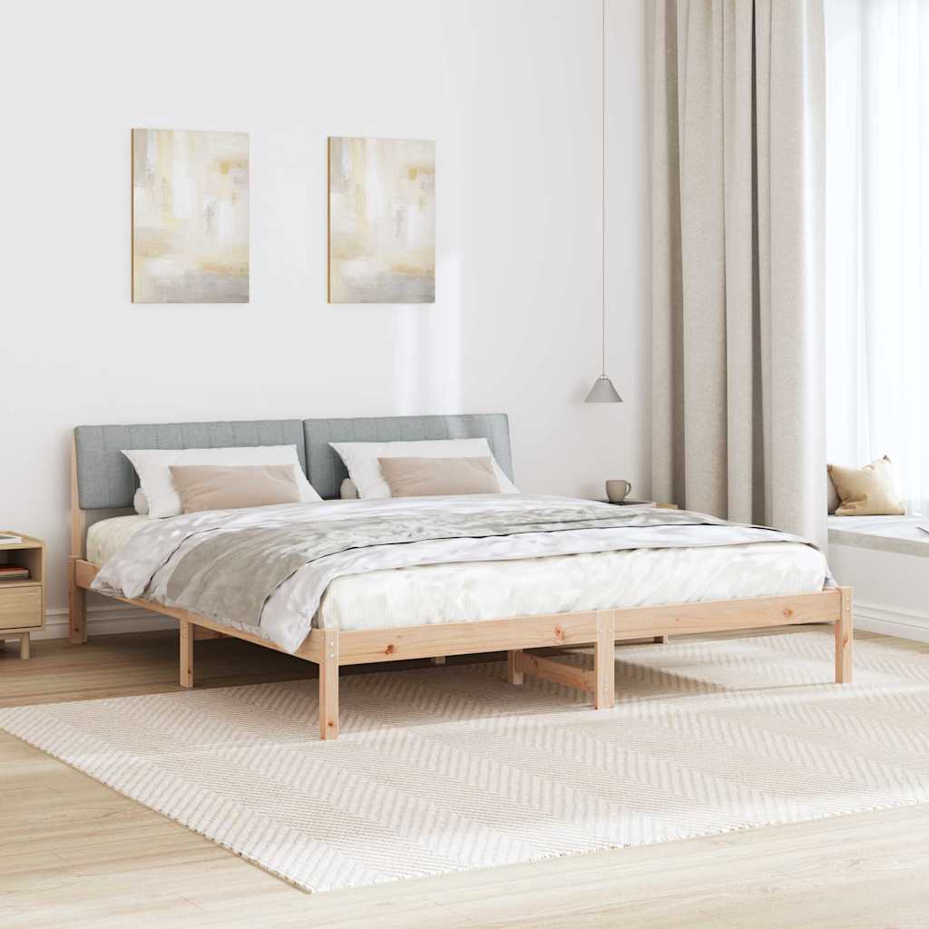 Cadre de lit avec tête de lit Marron et gris clair 180 x 200 cm - XIOS