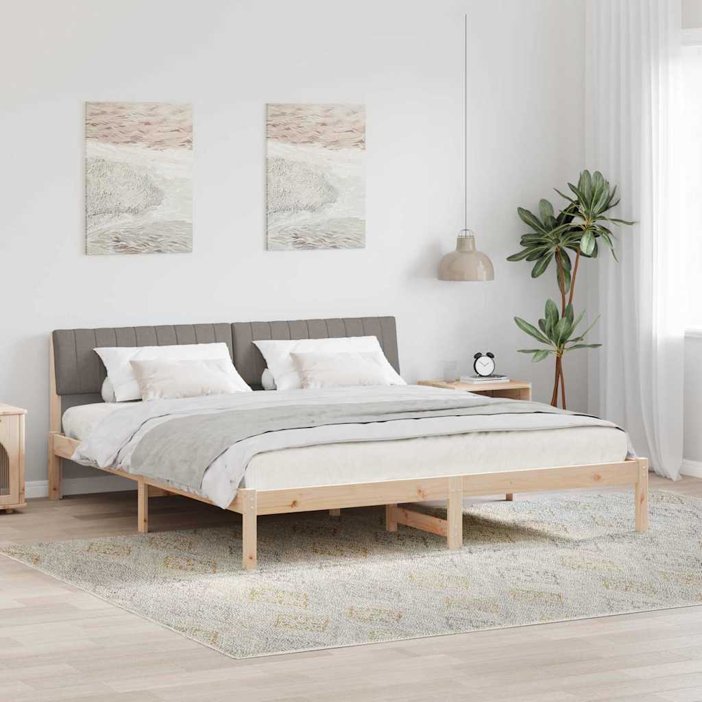 Cadre de lit Marron et taupe 180 x 200 cm Bois massif en pin - XIOS