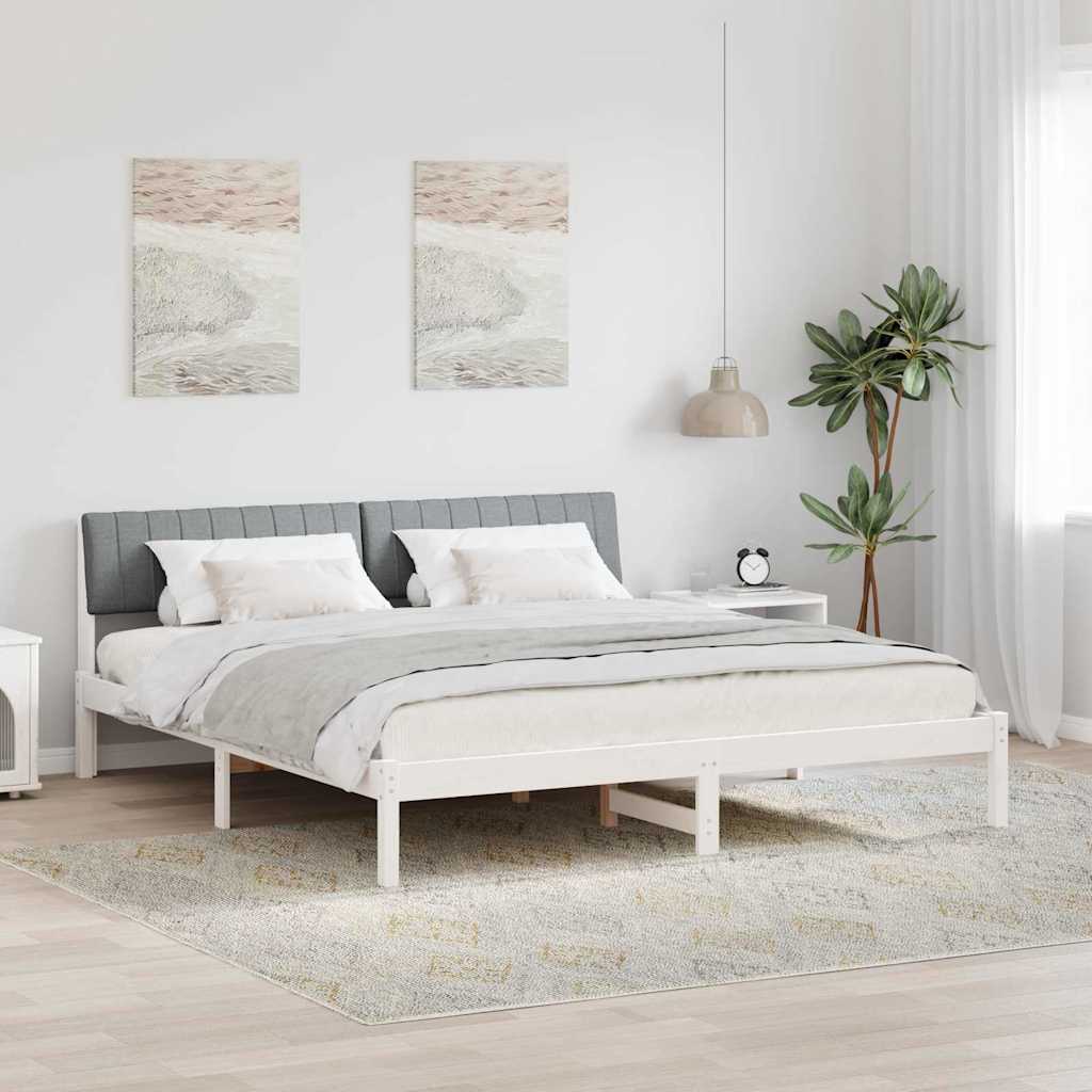 Cadre de lit avec tête de lit Blanc et gris clair 180 x 200 cm - XIOS