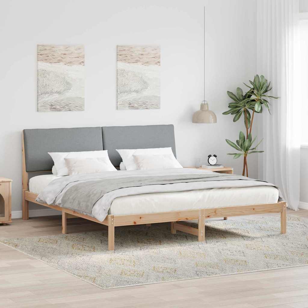 Cadre de lit avec tête de lit Marron et gris clair 200 x 200 cm - XIOS