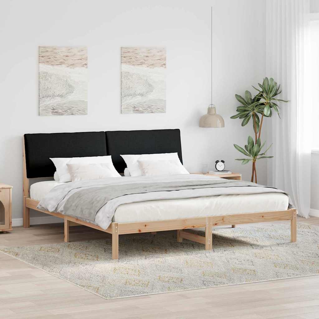 Cadre de lit Marron et noir 200 x 200 cm Bois massif en pin - XIOS