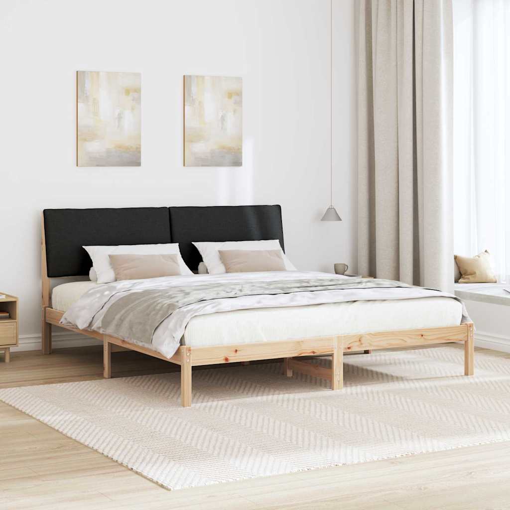 Cadre de lit Marron et noir 200 x 200 cm Bois massif en pin - XIOS
